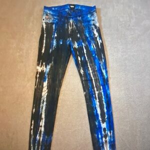 Hudson Jeans Blue and Black Tie-Dye Skinny Jeans